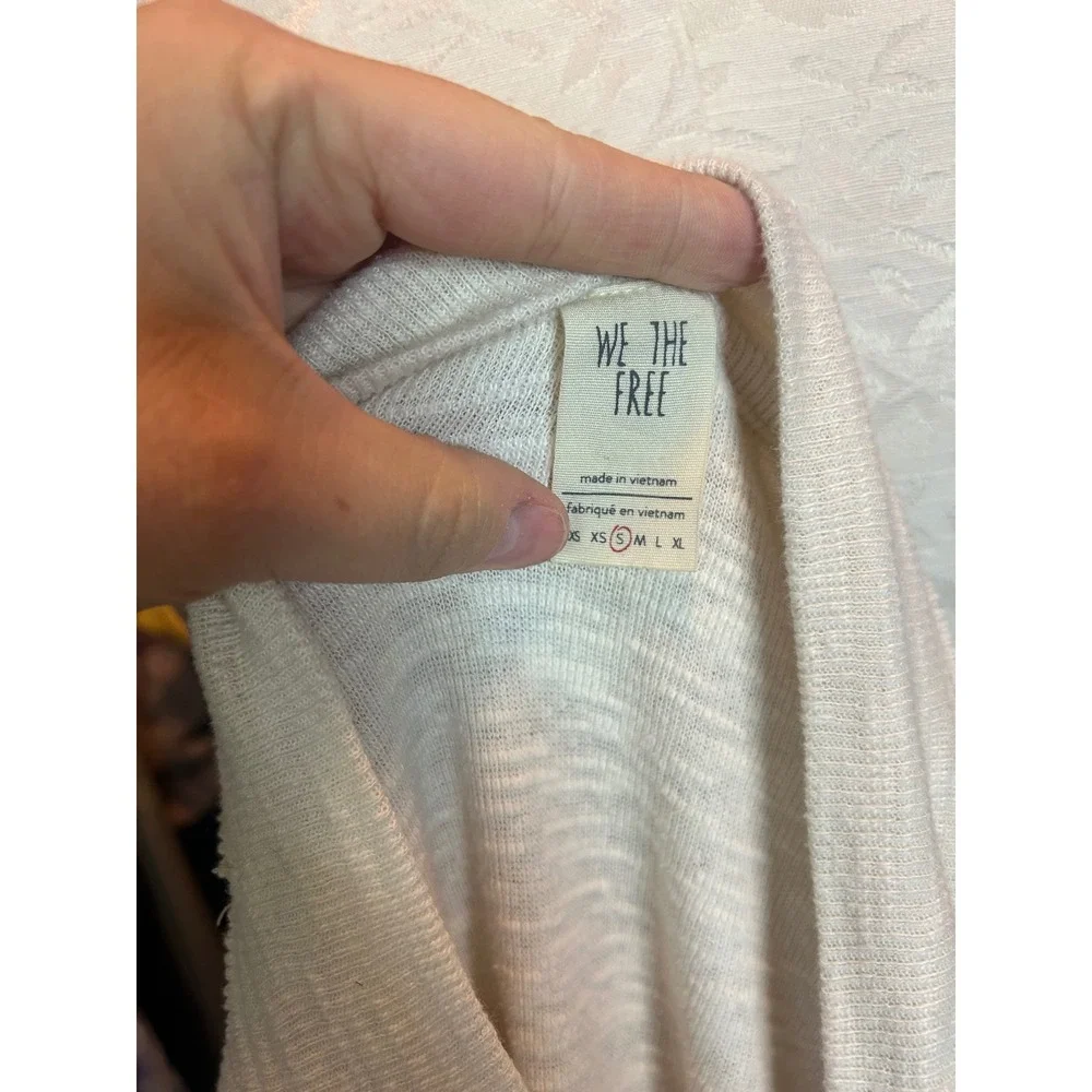 Free People We the Free Don't Forget‎ Me Cream Boatneck Button Long Sleeve Top S